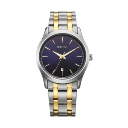 Titan Quartz 1823BM02 Blue Dial Stainless Steel Strap Quartz Analog Men Watch